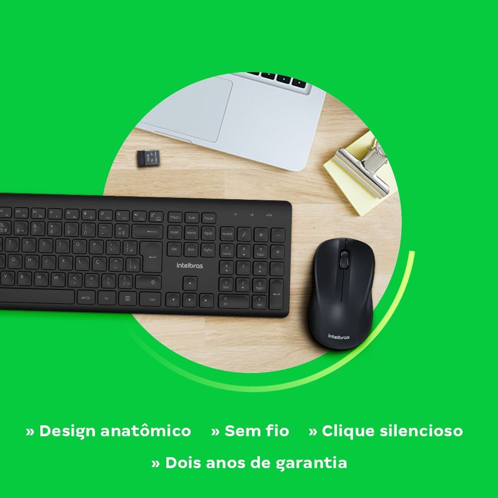 Kit Teclado e Mouse sem Fio 2.4GHz