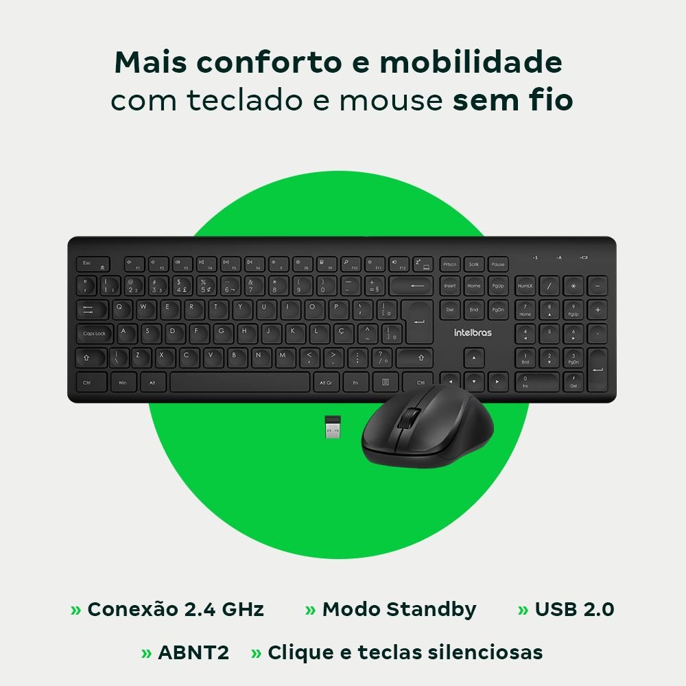 Kit Teclado e Mouse sem Fio 2.4GHz - Imagem 2